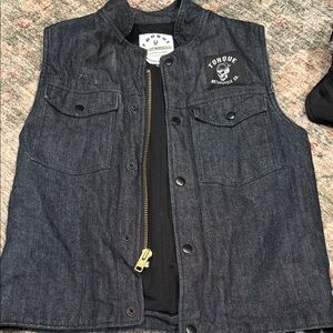 Men's Denim Motorcycle Vest in Black